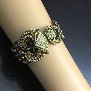 LaVintage Mother Baby Owl Duo Swarovski Custom Cuff Bangle